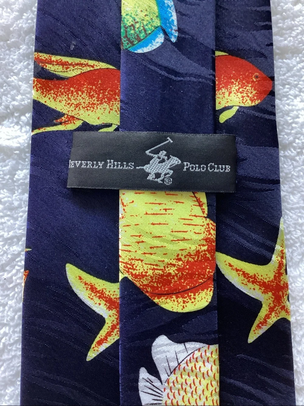 Beverly Hills Polo Club Black Tie with Blue & Green Tropical Fish